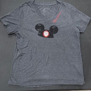 Disney Charcoal Tee with Embroidered Mickey Design